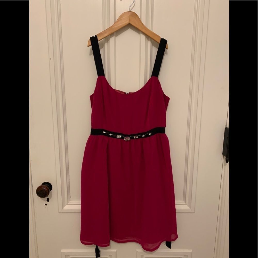 Forever 21 dark pink/black jeweled formal dress M
